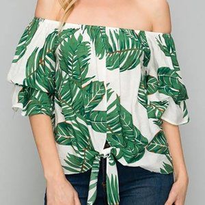 Off the shoulder tie top